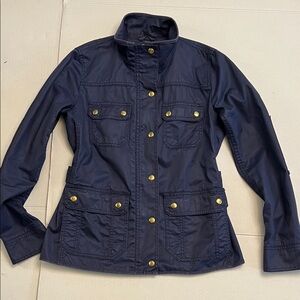 J.CREW DOWNTOWN BLUE WAXED COTTON FIELD JACKET SIZE SMALL
